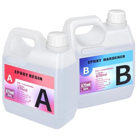Yiierr 1340ml Resine Epoxy Transparente et Durcisseur, Résine époxy Transparente, 1: 1 Ratio Revêtement en résine époxy cristall