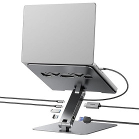BENFEI Support pour ordi Portable avec Station d'accueil USB C 6in1, HDMI 4K@60Hz, Gigabit Ethernet, 100W PD, 10Gbps 1*USB C 3.2