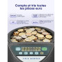 Compteuse de Pieces Euro, Trieuse Monnaie Capacité de 800 pièces, Monnayeur Pièces Euro avec 8 bacs de collecte, Machine à compt