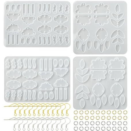UR URLIFEHALL Lot de 2 moules en résine époxy en forme de nuage, goutte de pluie et feuille pour loisirs créatifs, bijoux, boucl