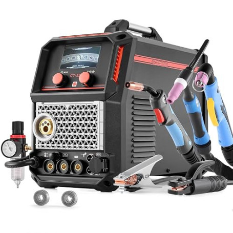 VEVOR Poste à Souder 5 en 1 Combiné CUT/TIG/Gas MIG/Flux MIG/MMA Découpeur Plasma sans Contact 50 A Machine Soudage Synergique 2