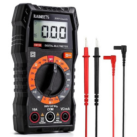 Multimètre Numérique KAIWEETS, Multimètre Digital, Voltmètre Multifonctions 2000 Comptes, Testeur Électrique, Ohmmètre, Mesure L