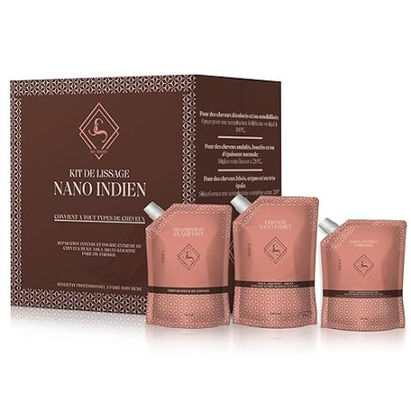 SI SHINY Kit lissage brésilien premium - Formule nouvelle nano indienne sans formol - Huile - Favorise la croissance - Durée lon