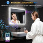SONNI Miroir de salle de bain avec éclairage LED, 60 x 50 cm, miroir mural Bluetooth anti-buée, 3 couleurs de lumière réglables
