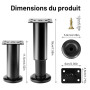 4 Pcs Pied de Meuble Reglable 12-18 cm, Pied Meuble Reglable, Pieds de Table de Nivellement pour Meubles, Pieds de Meubles Régla