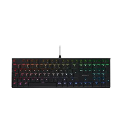 CHERRY MX 10.0N RGB, Clavier de Gaming mécanique Plat, Disposition française (AZERTY) Filaire, Original MX Low Profile RGB Speed