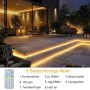 ZAIYW 10M Bande LED Solaire Extérieur, IP68 Étanche, avec Télécommande & Minuterie, Auto-adhésive & Découpable pour Clôture, Jar