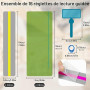 Ysimple 16 Pcs Bandes de Lecture Guidée Dyslexie Outils, Règle de lecture colorée avec Traceur de Doigt, Règle de Superposition