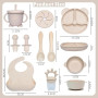 Dazhtu 10 Pièces Coffret Repas Bebe Silicone, Assiette bebe Set Vaisselle Assiette ventouse pour bébé, Bavoir Silicone Bebe, fou