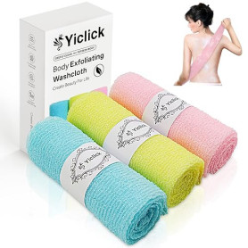 Yiclick Lot de 3 débarbouillettes exfoliantes japonaises, exfoliantes coréennes, pour Le Dos pour la Douche, Le Bain, Le Corps,