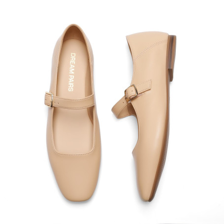 DREAM PAIRS Ballerines Femme Mary Jane à Bout Carré, Chaussures Plates Confortables à Enfiler pour Bureau, Travail, Sorties ou T