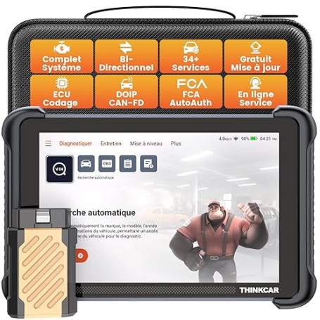 THINKCAR Outil D'analyse Bidirectionnel sans Fil, Outil de Diagnostic Automobile Tous Systèmes THINKSCAN 689BT, Scanner OBD2 Bid