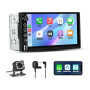 Junsun Autoradio 2 DIN Universel avec Écran Tactile, CarPlay & Android Auto sans Fil, Bluetooth, GPS, FM, USB, Type-C, Commandes