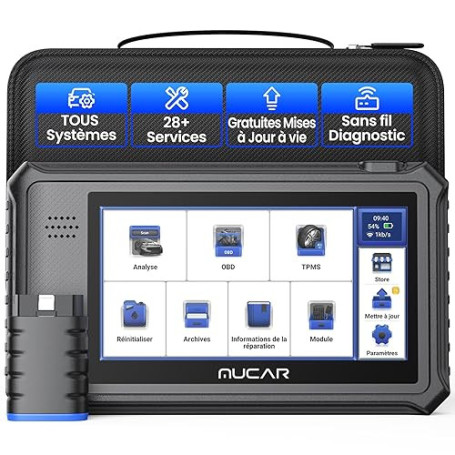 mucar VO6 Valise Diagnostic Auto, Outil D'analyse Complet des Systèmes sans Fil de Niveau OE avec Scanner de Voiture à 28 Réinit