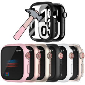 HANKN 6 Pièces Dur Coque pour Apple Watch Series 11 10 46mm Protecteur Films D'écran Verre Trempé, Couverture Complète Antichoc 