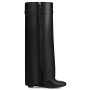HYYH CFPL Bottes hautes pour femmes à revers, bout pointu, à enfiler, au-dessus du genou, avec fermeture zippée latérale, talon