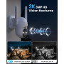 SEHMUA 4G LTE Caméra Solaire Extérieure avec Carte Sim, 2K HD IP Caméra de Surveillance sans Fil avec Panneau Solaire, Vision No