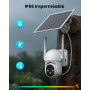 SEHMUA 4G LTE Caméra Solaire Extérieure avec Carte Sim, 2K HD IP Caméra de Surveillance sans Fil avec Panneau Solaire, Vision No