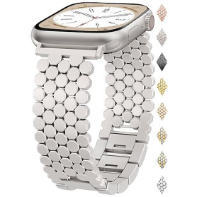 Bracelet Métal Nid d’Abeille pour Apple Watch 38/40/41/42/44/45/46/49 mm – Bracelet Femme Élégant Compatible avec iWatch Série 1