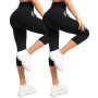 Sanpetix Lot de 2 leggings 3/4 pour femme avec poches, leggings capri taille haute pour femme, pantalons élastiques doux pour l'