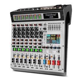 Depusheng AG8 table de mixage audio professionnelle 8 canaux avec lecture et enregistrement USB MP3, avec regroupement et 2 inte