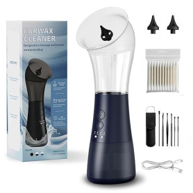 Outils Nettoyage Oreilles, VINIPO Nettoyeur d’Oreilles Électrique Rechargeable - Kit de Soin avec 4 Modes de Lavage, Double Rése