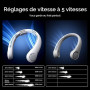 JISULIFE Ventilateur de cou portable amélioré, tour de cou personnel mains libres, réglage à 5 vitesses, 5000 mAh, portable, sil