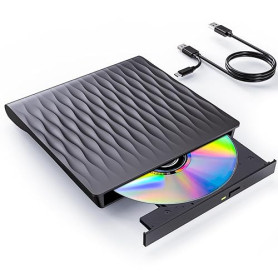 DANGZW Lecteur CD DVD Externe pour PC, USB 3.0 et Type-C Portable Lecteur CD DVD +/-RW ROM, Lecteur et Graveur CD DVD Internes p