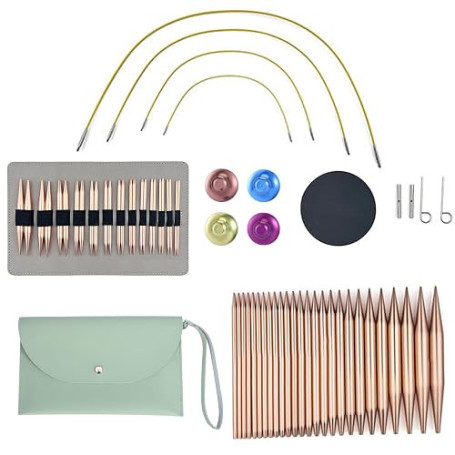 Lot de 13 Paires Aiguilles à Tricoter Circulaires Interchangeables, Kit de Tricot pour Débutants et Professionnels, Facile à Uti