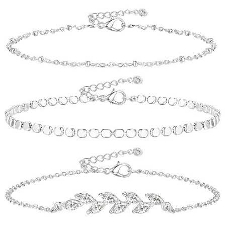 MOGASA 3 Pièces Bracelet de Cheville Femme | Chaine de Cheville Acier Inoxydable Doré & Argent | Chevillère Bijoux Femme Hypoall