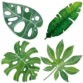 GORGECRAFT 4 pièce de Feuilles de Palmier pour Fenêtre 16cm Feuilles Monstera Plantes Tropicales Statiques Amovibles Imperméable