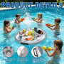 DAJASD Gonflable Porte Gobelet Piscine, 8 Trous Grand Plateau Piscine, 2 en 1 Porte-gobelet Gonflable avec Pompe À Air, 71X56cm