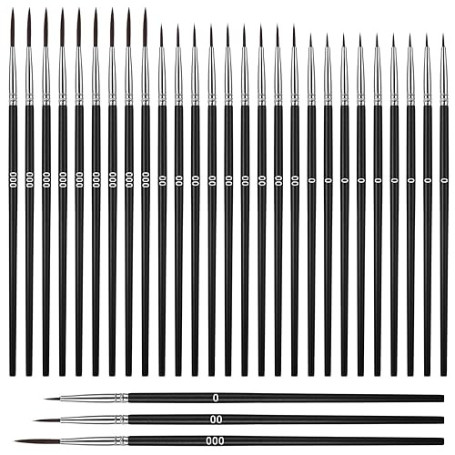 Giantree 30 pinceaux Fins, pinceaux pour Peinture par numéros de précision, Professionnels à Pointe Fine pour Acrylique Aquarell