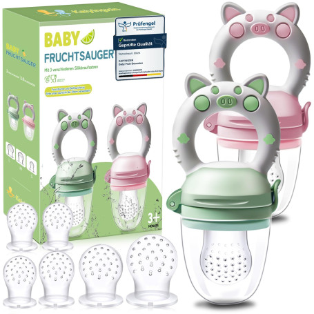 Grignoteuse Bébé Tetine Bebe - 2 Fruit Grignoteuses + 8 Tailles de Tétines Sans BPA, Tetine Grignoteuse Bebe Diversification Ali