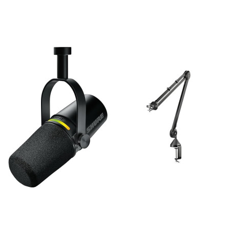 Shure MV7+ Microphone pour Podcast-Audio amélioré, Bandeau Tactile LED, Sorties USB & RØDE PSA1 Bras de Studio Professionnel