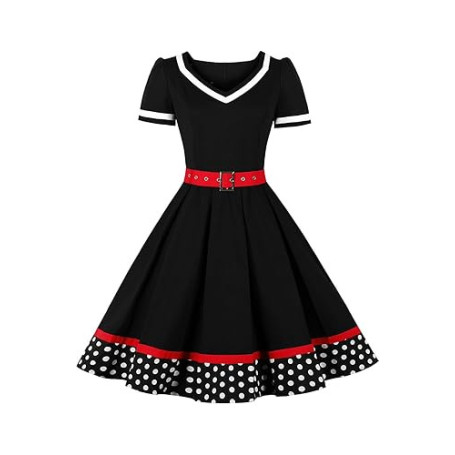 AXOE Femme Robe Vintage Année 50 Pin up Rockabilly Cocktail