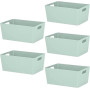 Niftii Lot de 5 Paniers de Rangement Plastique avec Poignées – Bac Rangement Cuisine & Salle de Bain – Petit Bac Empilable 3,9L 