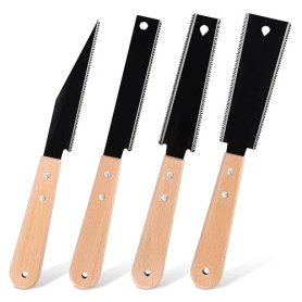 Tahbarshi 4 Pièces Scie Japonaise Menuisier Scie à Bois Petite Double Tranchant 11/17 TPI Flush Cut Saw Fine Tooth Pull Saw avec