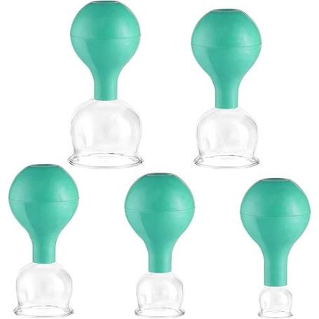 5 Pièces Ventouse Visage & Ventouses Thérapeutiques, Set de Ventouses avec Boule d'Aspiration pour Ventouses Visage et Corps, Ve