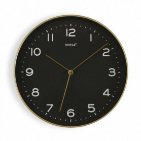 Horloge Murale Versa Noir Doré PU (30,5 x 4,3 x 30,5 cm) 29,99 €