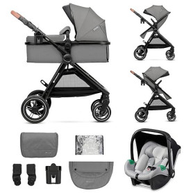 Kinderkraft ESME Poussette 3 en 1 avec porte-bébé Mink PRO I-Size, système de voyage, poussette bébé, poussette pliable, pour no
