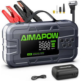 Booster Batterie Voiture 12V 9000A, Démarreur Portable pour Essence & Diesel Jusqu’à 12L, Jump Starter avec Compresseur 160 PSI,