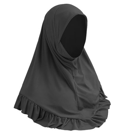 JIAHG Hijab à Enfiler avec Bonnet Intégré pour Femme Musulmane Foulard de Tête à Bordure Plissé Élégant Printemps Été Écharpe Pr