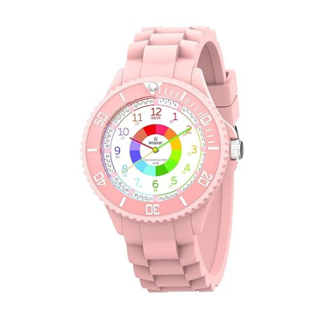 Montre Enfants,Garçon,Fille,Montre Bracelet Éducative pour Enfants,Montre Analogique la Lunette tournante avec Exercices,Facile