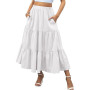 Zeagoo Jupe Femme Élégante Taille Haute Jupe D'été Maxi Jupe A-Ligne Casual Jupe Longue Jupes Élastiques avec Poches S-XXL