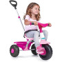 FEBER - Baby Trike Pink, Tricycle pour Enfants avec Cadre en Métal et Ceinture de Sécurité, 2 Positions, Poussette et Tricycle à