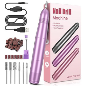 Ponceuse pour Ongles Professionnel, Lime a Ongle Electrique Silencieuse, Ponceuse Manucure Machine 20000RPM Portable Kit de Manu