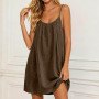 Générique Robe Caraco Dos Nu sans Manches pour Femme, Robe à Bretelles Spaghetti, Robe d'été Courte, légère, Fluide et Parfaite 