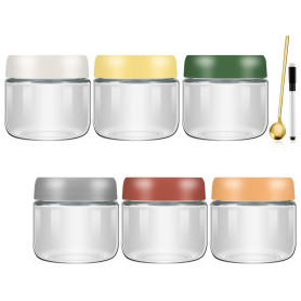 Alitree 6 Pièces Pot Overnight Oat Verre,300ml Overnight Oats Jar, Pot Yaourt en Verre avec Couvercle, pour Fraîcheur et Conserv