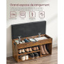 VASAGLE Banc à Chaussures Rembourré, Banc de Rangement, Rangement Caché, Étagères, Meuble d'Entrée, Capacité de Charge 136 kg, 3